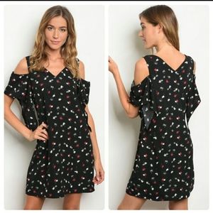 Nwt! Black Floral Dress